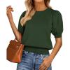 image:imagePRETTYGARDEN Womens Sweaters Spring 2026 Summer Puff Short Sleeve Sweater Trendy Cute Knit Work Blouses Business Casual TopsArmy Green