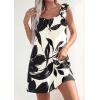 image:imagePRETTYGARDEN Sundresses for Women 2026 Boho Floral Summer Dresses Ruffle Cap Sleeve Short A Line Mini Beach Vacation DressWhite Black Floal