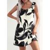 image:imagePRETTYGARDEN Sundresses for Women 2026 Boho Floral Summer Dresses Ruffle Cap Sleeve Short A Line Mini Beach Vacation DressWhite Black Floal