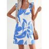 image:imagePRETTYGARDEN Sundresses for Women 2026 Boho Floral Summer Dresses Ruffle Cap Sleeve Short A Line Mini Beach Vacation DressWhite Blue Floral