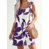 image:imagePRETTYGARDEN Sundresses for Women 2026 Boho Floral Summer Dresses Ruffle Cap Sleeve Short A Line Mini Beach Vacation DressWhite Purple Floral