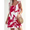 image:imagePRETTYGARDEN Sundresses for Women 2026 Boho Floral Summer Dresses Ruffle Cap Sleeve Short A Line Mini Beach Vacation DressWhite Red Floral