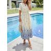image:imagePRETTYGARDEN Womens Boho Floral Maxi Dress Summer 2026 Short Sleeve Tie V Neck Spring Wedding Guest Flowy Beach Sun DressesApricot Blue Floral