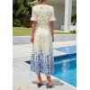image:imagePRETTYGARDEN Womens Boho Floral Maxi Dress Summer 2026 Short Sleeve Tie V Neck Spring Wedding Guest Flowy Beach Sun DressesApricot Blue Floral
