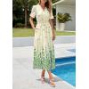 image:imagePRETTYGARDEN Womens Boho Floral Maxi Dress Summer 2026 Short Sleeve Tie V Neck Spring Wedding Guest Flowy Beach Sun DressesApricot Green Floral