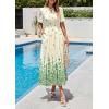 image:imagePRETTYGARDEN Womens Boho Floral Maxi Dress Summer 2026 Short Sleeve Tie V Neck Spring Wedding Guest Flowy Beach Sun DressesApricot Green Floral