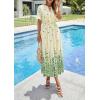image:imagePRETTYGARDEN Womens Boho Floral Maxi Dress Summer 2026 Short Sleeve Tie V Neck Spring Wedding Guest Flowy Beach Sun DressesApricot Green Floral
