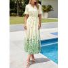 image:imagePRETTYGARDEN Womens Boho Floral Maxi Dress Summer 2026 Short Sleeve Tie V Neck Spring Wedding Guest Flowy Beach Sun DressesApricot Green Floral