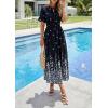 image:imagePRETTYGARDEN Womens Boho Floral Maxi Dress Summer 2026 Short Sleeve Tie V Neck Spring Wedding Guest Flowy Beach Sun DressesBlack White Floral