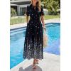 image:imagePRETTYGARDEN Womens Boho Floral Maxi Dress Summer 2026 Short Sleeve Tie V Neck Spring Wedding Guest Flowy Beach Sun DressesBlack White Floral