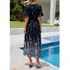 image:imagePRETTYGARDEN Womens Boho Floral Maxi Dress Summer 2026 Short Sleeve Tie V Neck Spring Wedding Guest Flowy Beach Sun DressesBlack White Floral
