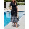image:imagePRETTYGARDEN Womens Boho Floral Maxi Dress Summer 2026 Short Sleeve Tie V Neck Spring Wedding Guest Flowy Beach Sun DressesBlack White Floral