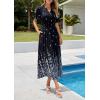 image:imagePRETTYGARDEN Womens Boho Floral Maxi Dress Summer 2026 Short Sleeve Tie V Neck Spring Wedding Guest Flowy Beach Sun DressesBlack White Floral