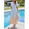 image:imagePRETTYGARDEN Womens Boho Floral Maxi Dress Summer 2026 Short Sleeve Tie V Neck Spring Wedding Guest Flowy Beach Sun DressesLight Blue