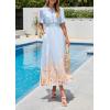 image:imagePRETTYGARDEN Womens Boho Floral Maxi Dress Summer 2026 Short Sleeve Tie V Neck Spring Wedding Guest Flowy Beach Sun DressesLight Blue