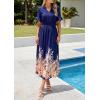 image:imagePRETTYGARDEN Womens Boho Floral Maxi Dress Summer 2026 Short Sleeve Tie V Neck Spring Wedding Guest Flowy Beach Sun DressesNavy Blue