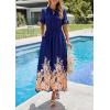 image:imagePRETTYGARDEN Womens Boho Floral Maxi Dress Summer 2026 Short Sleeve Tie V Neck Spring Wedding Guest Flowy Beach Sun DressesNavy Blue