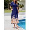 image:imagePRETTYGARDEN Womens Boho Floral Maxi Dress Summer 2026 Short Sleeve Tie V Neck Spring Wedding Guest Flowy Beach Sun DressesNavy Blue
