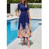 image:imagePRETTYGARDEN Womens Boho Floral Maxi Dress Summer 2026 Short Sleeve Tie V Neck Spring Wedding Guest Flowy Beach Sun DressesNavy Blue