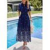 image:imagePRETTYGARDEN Womens Boho Floral Maxi Dress Summer 2026 Short Sleeve Tie V Neck Spring Wedding Guest Flowy Beach Sun DressesNavy Blue White Floral