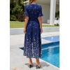 image:imagePRETTYGARDEN Womens Boho Floral Maxi Dress Summer 2026 Short Sleeve Tie V Neck Spring Wedding Guest Flowy Beach Sun DressesNavy Blue White Floral