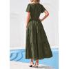 image:imagePRETTYGARDEN Womens Boho Maxi Dress 2026 Floral Summer Spring Short Sleeve V Neck A Line Embroidered Beach Vacation DressesArmy Green