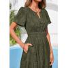 image:imagePRETTYGARDEN Womens Boho Maxi Dress 2026 Floral Summer Spring Short Sleeve V Neck A Line Embroidered Beach Vacation DressesArmy Green