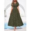 image:imagePRETTYGARDEN Womens Boho Maxi Dress 2026 Floral Summer Spring Short Sleeve V Neck A Line Embroidered Beach Vacation DressesArmy Green
