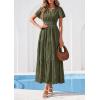image:imagePRETTYGARDEN Womens Boho Maxi Dress 2026 Floral Summer Spring Short Sleeve V Neck A Line Embroidered Beach Vacation DressesArmy Green