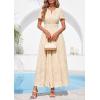 image:imagePRETTYGARDEN Womens Boho Maxi Dress 2026 Floral Summer Spring Short Sleeve V Neck A Line Embroidered Beach Vacation DressesBeige
