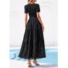 image:imagePRETTYGARDEN Womens Boho Maxi Dress 2026 Floral Summer Spring Short Sleeve V Neck A Line Embroidered Beach Vacation DressesBlack