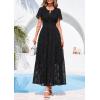 image:imagePRETTYGARDEN Womens Boho Maxi Dress 2026 Floral Summer Spring Short Sleeve V Neck A Line Embroidered Beach Vacation DressesBlack