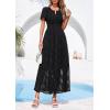 image:imagePRETTYGARDEN Womens Boho Maxi Dress 2026 Floral Summer Spring Short Sleeve V Neck A Line Embroidered Beach Vacation DressesBlack