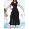 image:imagePRETTYGARDEN Womens Boho Maxi Dress 2026 Floral Summer Spring Short Sleeve V Neck A Line Embroidered Beach Vacation DressesBlack