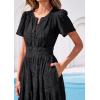 image:imagePRETTYGARDEN Womens Boho Maxi Dress 2026 Floral Summer Spring Short Sleeve V Neck A Line Embroidered Beach Vacation DressesBlack