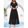 image:imagePRETTYGARDEN Womens Boho Maxi Dress 2026 Floral Summer Spring Short Sleeve V Neck A Line Embroidered Beach Vacation DressesBlack