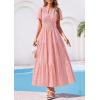 image:imagePRETTYGARDEN Womens Boho Maxi Dress 2026 Floral Summer Spring Short Sleeve V Neck A Line Embroidered Beach Vacation DressesPink