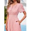 image:imagePRETTYGARDEN Womens Boho Maxi Dress 2026 Floral Summer Spring Short Sleeve V Neck A Line Embroidered Beach Vacation DressesPink