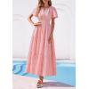 image:imagePRETTYGARDEN Womens Boho Maxi Dress 2026 Floral Summer Spring Short Sleeve V Neck A Line Embroidered Beach Vacation DressesPink