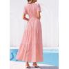 image:imagePRETTYGARDEN Womens Boho Maxi Dress 2026 Floral Summer Spring Short Sleeve V Neck A Line Embroidered Beach Vacation DressesPink