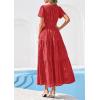 image:imagePRETTYGARDEN Womens Boho Maxi Dress 2026 Floral Summer Spring Short Sleeve V Neck A Line Embroidered Beach Vacation DressesRed