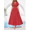 image:imagePRETTYGARDEN Womens Boho Maxi Dress 2026 Floral Summer Spring Short Sleeve V Neck A Line Embroidered Beach Vacation DressesRed