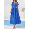 image:imagePRETTYGARDEN Womens Boho Maxi Dress 2026 Floral Summer Spring Short Sleeve V Neck A Line Embroidered Beach Vacation DressesRoyal Blue