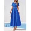image:imagePRETTYGARDEN Womens Boho Maxi Dress 2026 Floral Summer Spring Short Sleeve V Neck A Line Embroidered Beach Vacation DressesRoyal Blue