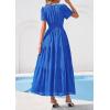 image:imagePRETTYGARDEN Womens Boho Maxi Dress 2026 Floral Summer Spring Short Sleeve V Neck A Line Embroidered Beach Vacation DressesRoyal Blue
