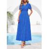 image:imagePRETTYGARDEN Womens Boho Maxi Dress 2026 Floral Summer Spring Short Sleeve V Neck A Line Embroidered Beach Vacation DressesRoyal Blue