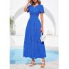 image:imagePRETTYGARDEN Womens Boho Maxi Dress 2026 Floral Summer Spring Short Sleeve V Neck A Line Embroidered Beach Vacation DressesRoyal Blue