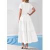 image:imagePRETTYGARDEN Womens Boho Maxi Dress 2026 Floral Summer Spring Short Sleeve V Neck A Line Embroidered Beach Vacation DressesWhite