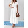 image:imagePRETTYGARDEN Womens Boho Maxi Dress 2026 Floral Summer Spring Short Sleeve V Neck A Line Embroidered Beach Vacation DressesWhite
