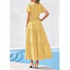 image:imagePRETTYGARDEN Womens Boho Maxi Dress 2026 Floral Summer Spring Short Sleeve V Neck A Line Embroidered Beach Vacation DressesYellow